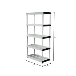 HDX 5-Tier Plastic Garage Storage Shelving Unit in Gray (36 in. W x 72 in. H x 18 in. D) 12 HDX 5-Tier Plastic Garage Storage Shelving Unit in Gray (36 in. W x 72 in. H x 18 in. D) -HDX Sales gray hdx freestanding shelving units 127932 40 1000