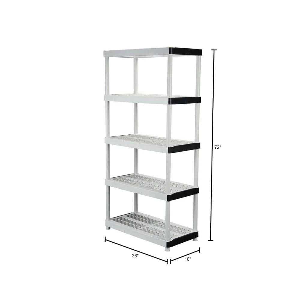 HDX 5-Tier Plastic Garage Storage Shelving Unit in Gray (36 in. W x 72 in. H x 18 in. D) 3 HDX 5-Tier Plastic Garage Storage Shelving Unit in Gray (36 in. W x 72 in. H x 18 in. D) - Image 3