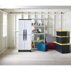 HDX 5-Tier Plastic Garage Storage Shelving Unit in Gray (36 in. W x 72 in. H x 18 in. D) 18 HDX 5-Tier Plastic Garage Storage Shelving Unit in Gray (36 in. W x 72 in. H x 18 in. D) -HDX Sales gray hdx freestanding shelving units 127932 4f 1000