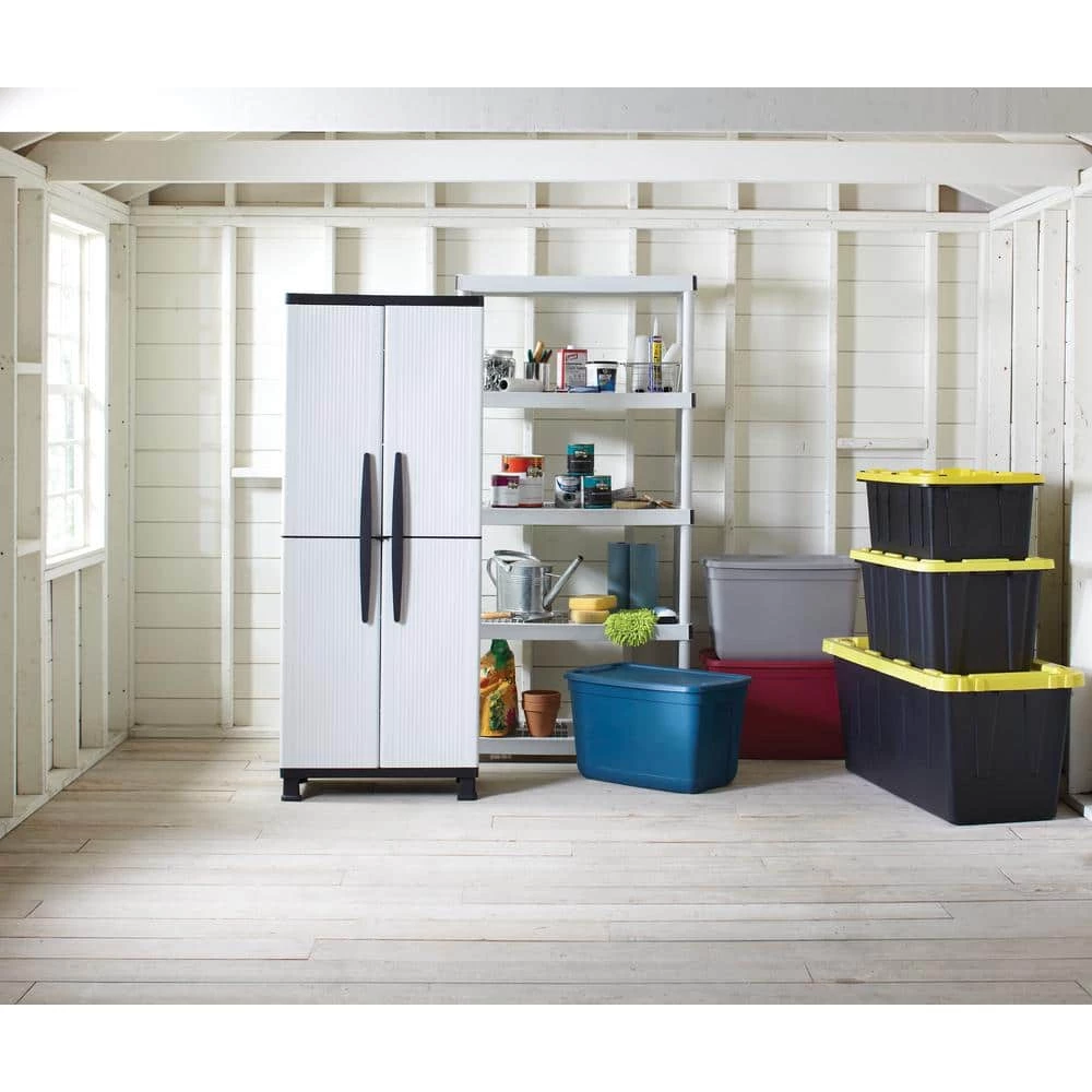 HDX 5-Tier Plastic Garage Storage Shelving Unit in Gray (36 in. W x 72 in. H x 18 in. D) 9 HDX 5-Tier Plastic Garage Storage Shelving Unit in Gray (36 in. W x 72 in. H x 18 in. D) - Image 9