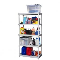 HDX 5-Tier Plastic Garage Storage Shelving Unit in Gray (36 in. W x 72 in. H x 18 in. D) 15 HDX 5-Tier Plastic Garage Storage Shelving Unit in Gray (36 in. W x 72 in. H x 18 in. D) -HDX Sales gray hdx freestanding shelving units 127932 66 1000