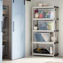 HDX 5-Tier Plastic Garage Storage Shelving Unit in Gray (36 in. W x 72 in. H x 24 in. D) 17 HDX 5-Tier Plastic Garage Storage Shelving Unit in Gray (36 in. W x 72 in. H x 24 in. D) -HDX Sales gray hdx freestanding shelving units 128974 31 1000