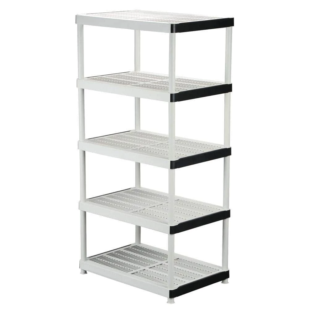 HDX 5-Tier Plastic Garage Storage Shelving Unit in Gray (36 in. W x 72 in. H x 24 in. D) 1 HDX 5-Tier Plastic Garage Storage Shelving Unit in Gray (36 in. W x 72 in. H x 24 in. D)