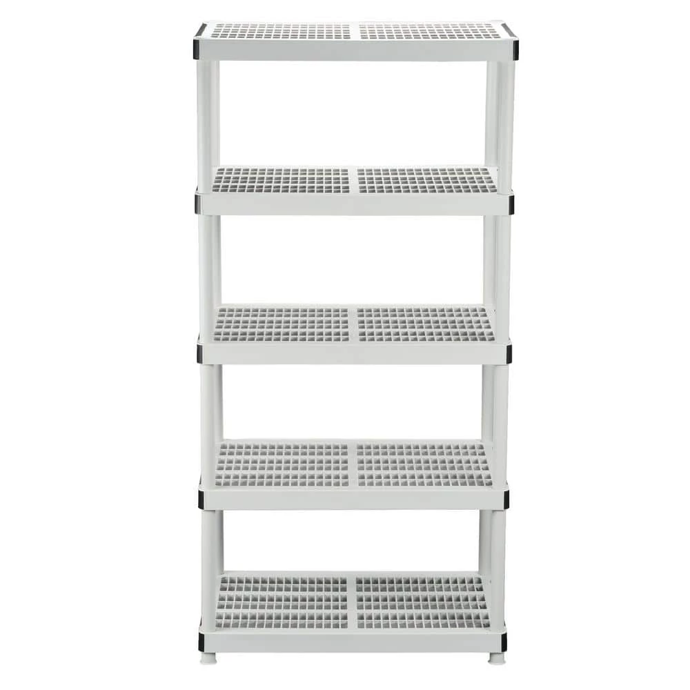 HDX 5-Tier Plastic Garage Storage Shelving Unit in Gray (36 in. W x 72 in. H x 24 in. D) 4 HDX 5-Tier Plastic Garage Storage Shelving Unit in Gray (36 in. W x 72 in. H x 24 in. D) - Image 4