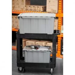 HDX 12 Gal. Commercial Flip Top Storage Tote in Gray -HDX Sales gray hdx storage bins 206202 1d 1000