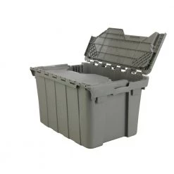 HDX 12 Gal. Commercial Flip Top Storage Tote in Gray