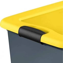 HDX 64 Qt. Latching Storage Box in Gray Tint with Yellow Lid -HDX Sales gray tinted base with yellow lid and black latches hdx storage bins 14979y06 4f 1000
