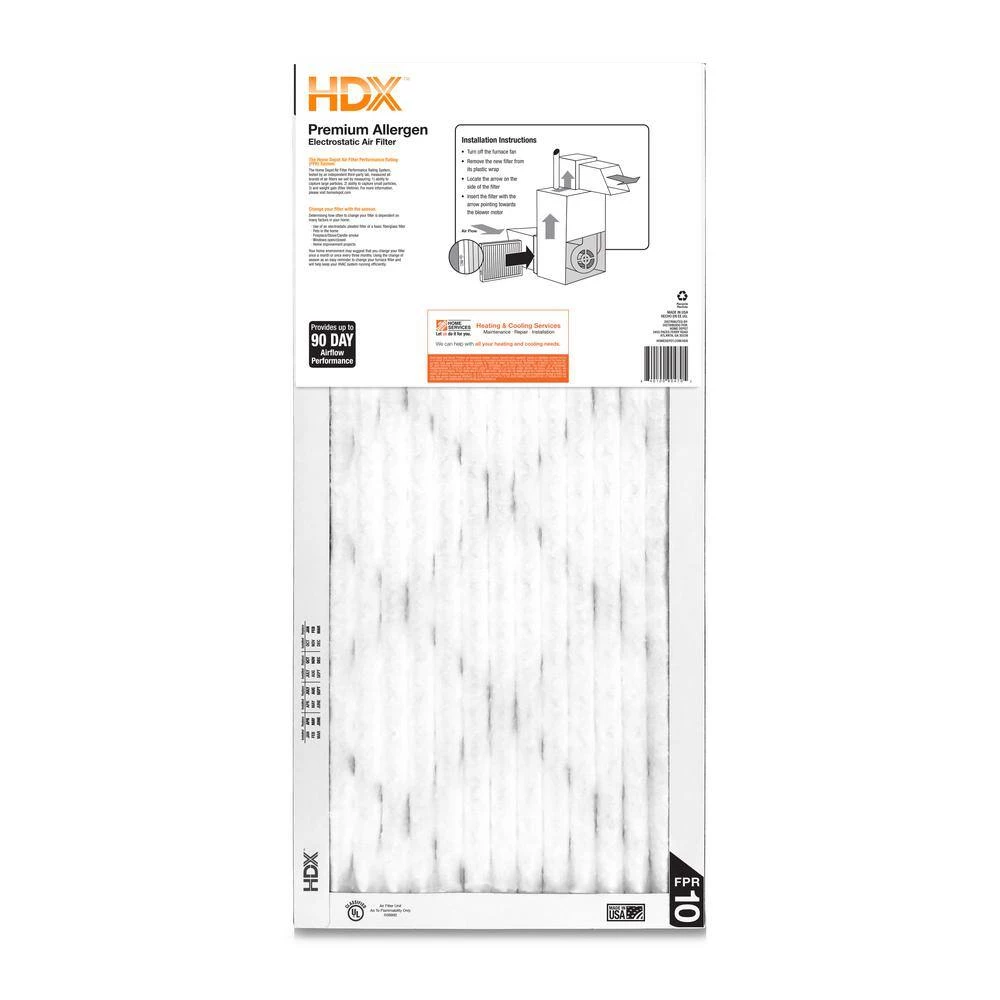 HDX 14 in. x 30 in. x 1 in. Premium Pleated Air Filter FPR 10 (Case of 12) 3 HDX 14 in. x 30 in. x 1 in. Premium Pleated Air Filter FPR 10 (Case of 12) - Image 3