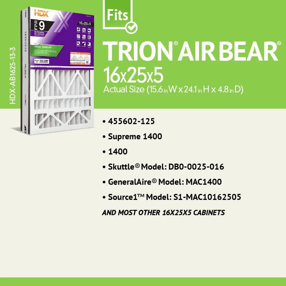 HDX 16 in. x 25 in. x 5 in. Trion AirBear Replacement Pleated Air Filter FPR 9 2 HDX 16 in. x 25 in. x 5 in. Trion AirBear Replacement Pleated Air Filter FPR 9 - Image 2