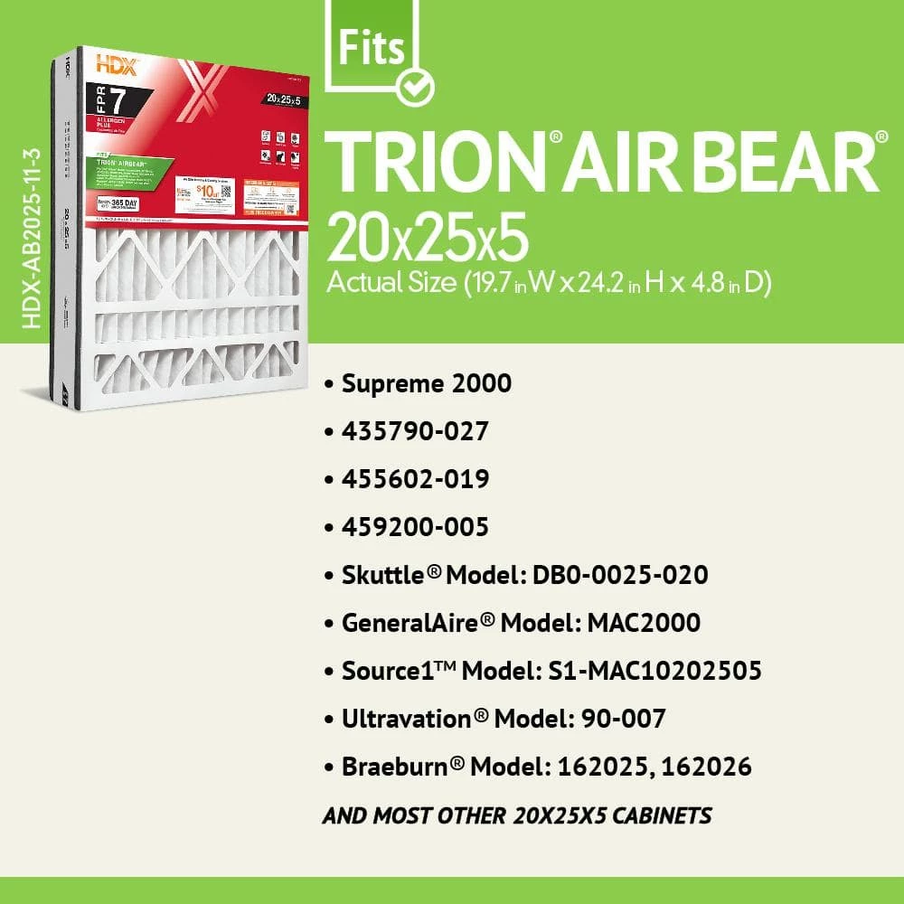 HDX 20 in. x 25 in. x 5 in. Trion AirBear Replacement Pleated Air Filter FPR 7 2 HDX 20 in. x 25 in. x 5 in. Trion AirBear Replacement Pleated Air Filter FPR 7 - Image 2