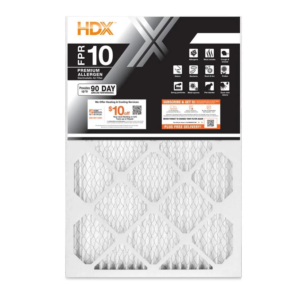 HDX 14 in. x 25 in. x 1 in. Premium Pleated Air Filter FPR 10 1 HDX 14 in. x 25 in. x 1 in. Premium Pleated Air Filter FPR 10