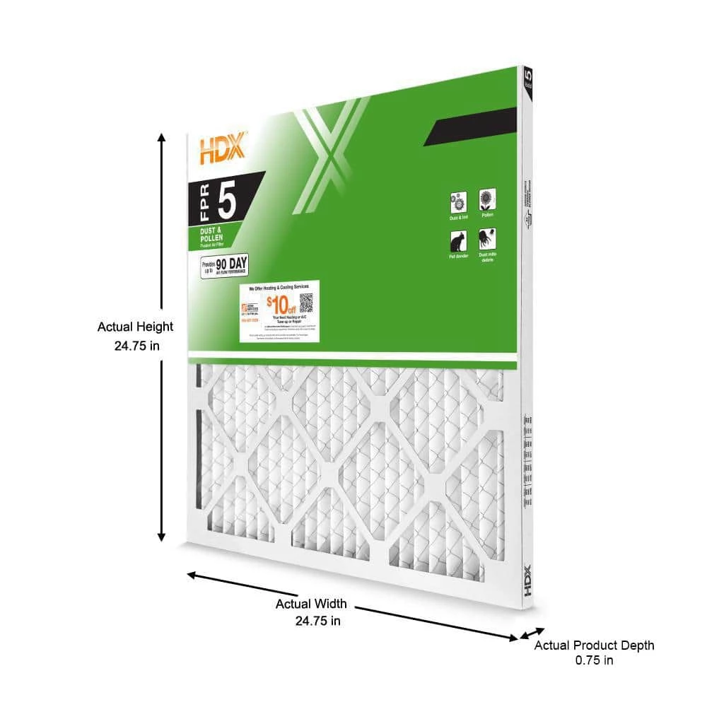 HDX 25 in. x 25 in. x 1 in. Standard Pleated Air Filter FPR 5 2 HDX 25 in. x 25 in. x 1 in. Standard Pleated Air Filter FPR 5 - Image 2