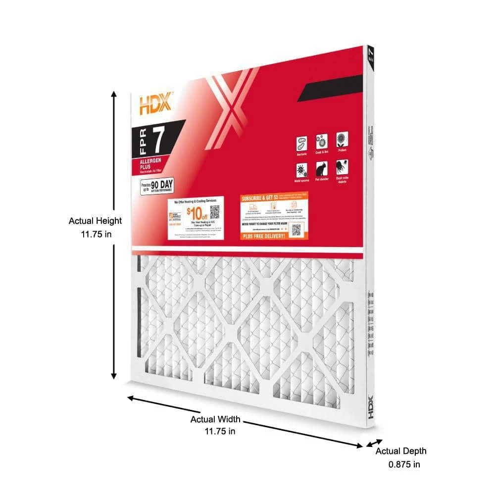 HDX 12 in. x 12 in. x 1 in. Allergen Plus Pleated Air Filter FPR 7 2 HDX 12 in. x 12 in. x 1 in. Allergen Plus Pleated Air Filter FPR 7 - Image 2