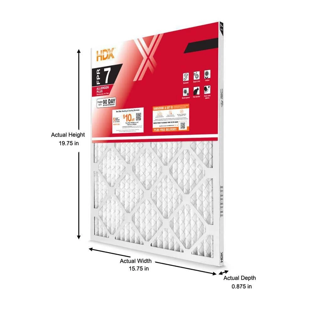 HDX 16 in. x 20 in. x 1 in. Allergen Plus Pleated Air Filter FPR 7 2 HDX 16 in. x 20 in. x 1 in. Allergen Plus Pleated Air Filter FPR 7 - Image 2