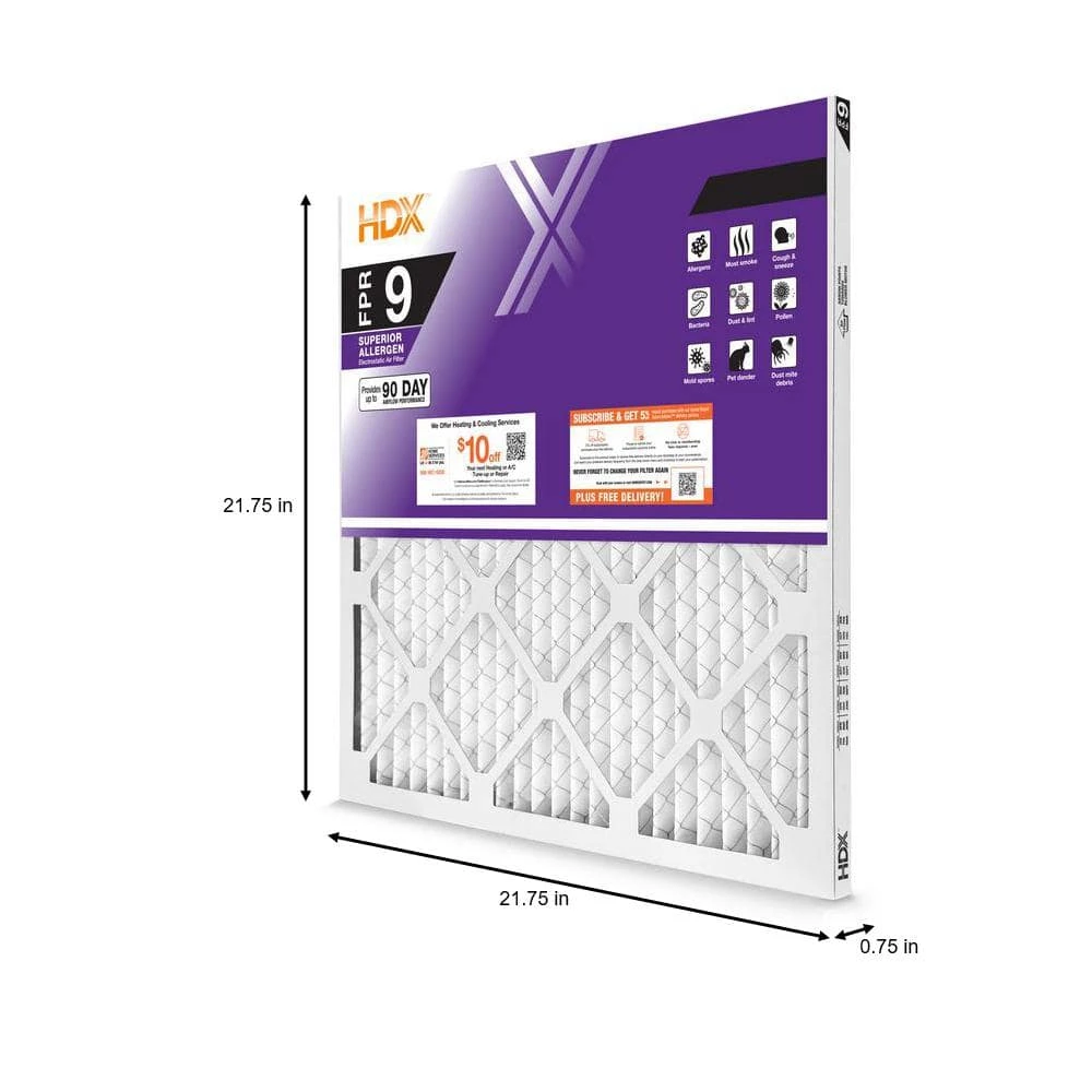 HDX 22 in. x 22 in. x 1 in. Superior Pleated Air Filter FPR 9 2 HDX 22 in. x 22 in. x 1 in. Superior Pleated Air Filter FPR 9 - Image 2