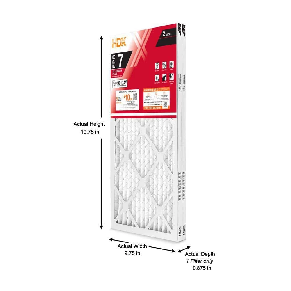 HDX 10 in. x 20 in. x 1 in. Allergen Plus Pleated Air Filter FPR 7 (2-Pack) 2 HDX 10 in. x 20 in. x 1 in. Allergen Plus Pleated Air Filter FPR 7 (2-Pack) - Image 2