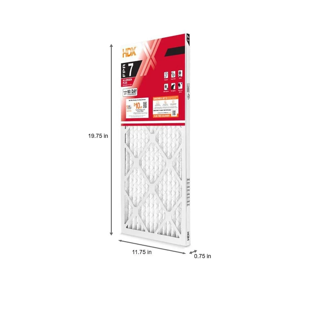 HDX 12 in. x 20 in. x 1 in. Allergen Plus Pleated Air Filter FPR 7 (2-Pack) 2 HDX 12 in. x 20 in. x 1 in. Allergen Plus Pleated Air Filter FPR 7 (2-Pack) - Image 2