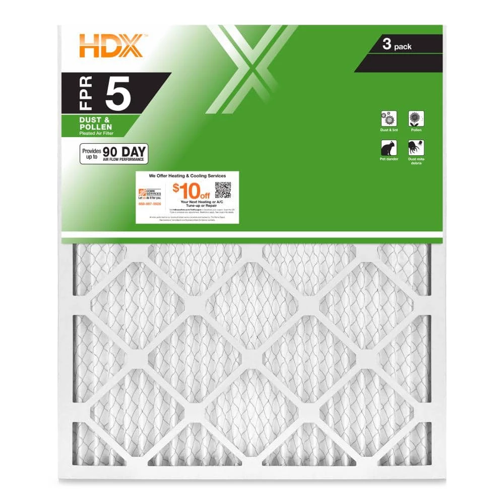 HDX 14 in. x 18 in. x 1 in. Standard Pleated Air Filter FPR 5 (3-Pack) 1 HDX 14 in. x 18 in. x 1 in. Standard Pleated Air Filter FPR 5 (3-Pack)