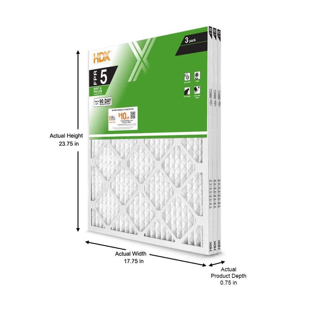 HDX 18 in. x 24 in. x 1 in. Standard Pleated Air Filter FPR 5 (3-Pack) 2 HDX 18 in. x 24 in. x 1 in. Standard Pleated Air Filter FPR 5 (3-Pack) - Image 2