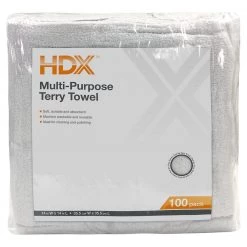 HDX 14 in. x 14 in. Terry Towels (100-Count)