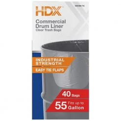 HDX 55 Gal. Clear Heavy-Duty Flap Tie Drum Liner Trash Bags (40-Count) 13 HDX 55 Gal. Clear Heavy-Duty Flap Tie Drum Liner Trash Bags (40-Count) -HDX Sales hdx contractor bags hd55wc040c 66 1000