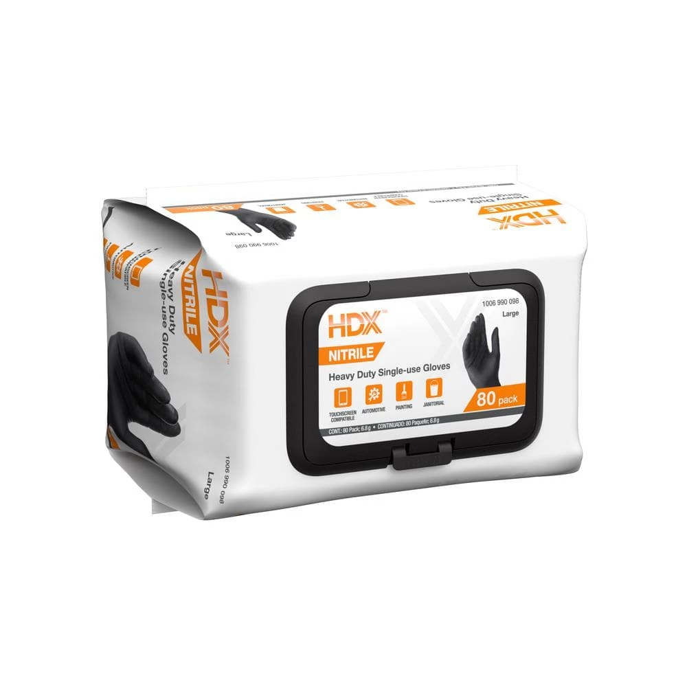 HDX Black Disposable Nitrile Gloves Pop-N-Go (80-Count) 2 HDX Black Disposable Nitrile Gloves Pop-N-Go (80-Count) - Image 2