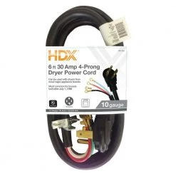 HDX 6 ft. 30 Amp 4-Prong Dryer Power Cord
