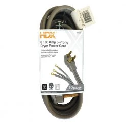 HDX 6 ft. 30 Amp 3-Prong Dryer Power Cord