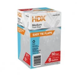 HDX 8 Gal. Flap Tie Medium Kitchen Trash Bags (50-Count) -HDX Sales hdx garbage bags hd08wc050w 4f 1000