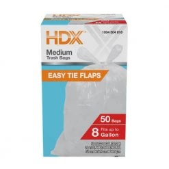 HDX 8 Gal. Flap Tie Medium Kitchen Trash Bags (50-Count)