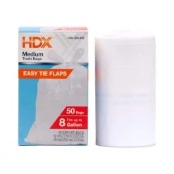 HDX 8 Gal. Flap Tie Medium Kitchen Trash Bags (50-Count) -HDX Sales hdx garbage bags hd08wc050w c3 1000