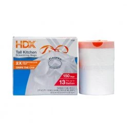 HDX FlexPro 13 Gal. Reinforced Top Drawstring Kitchen Bags (300-Count) -HDX Sales hdx garbage bags hd13xhf150w 2pk 66 1000
