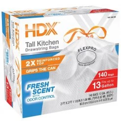 HDX FlexPro 13 Gal. Reinforced Top Fresh Scent Kitchen Trash Bag (280-Count) -HDX Sales hdx garbage bags hd13xhfn140w f 2pk 1f 1000