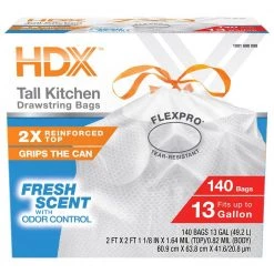 HDX FlexPro 13 Gal. Reinforced Top Fresh Scent Kitchen Trash Bag (280-Count) -HDX Sales hdx garbage bags hd13xhfn140w f 2pk 4f 1000