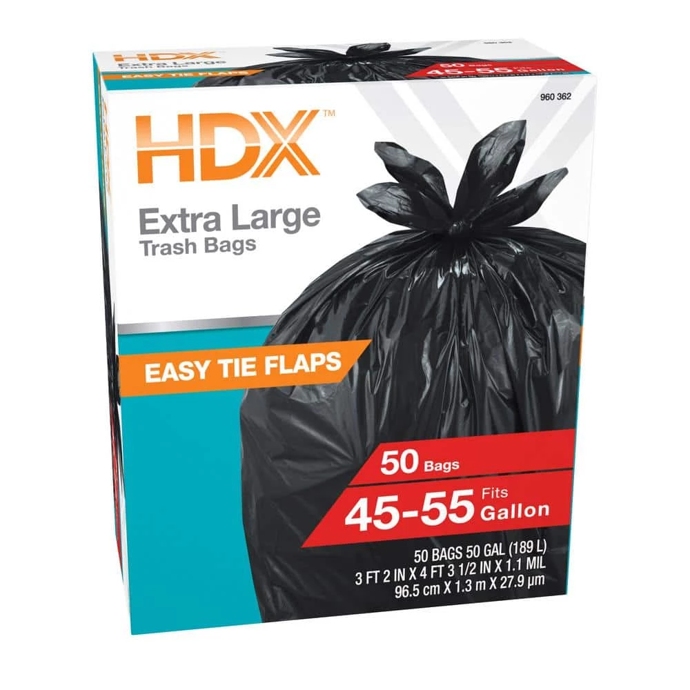 HDX 50 Gal. Wave Cut Extra Large Trash Bags (100-Count) 8 HDX 50 Gal. Wave Cut Extra Large Trash Bags (100-Count) - Image 8