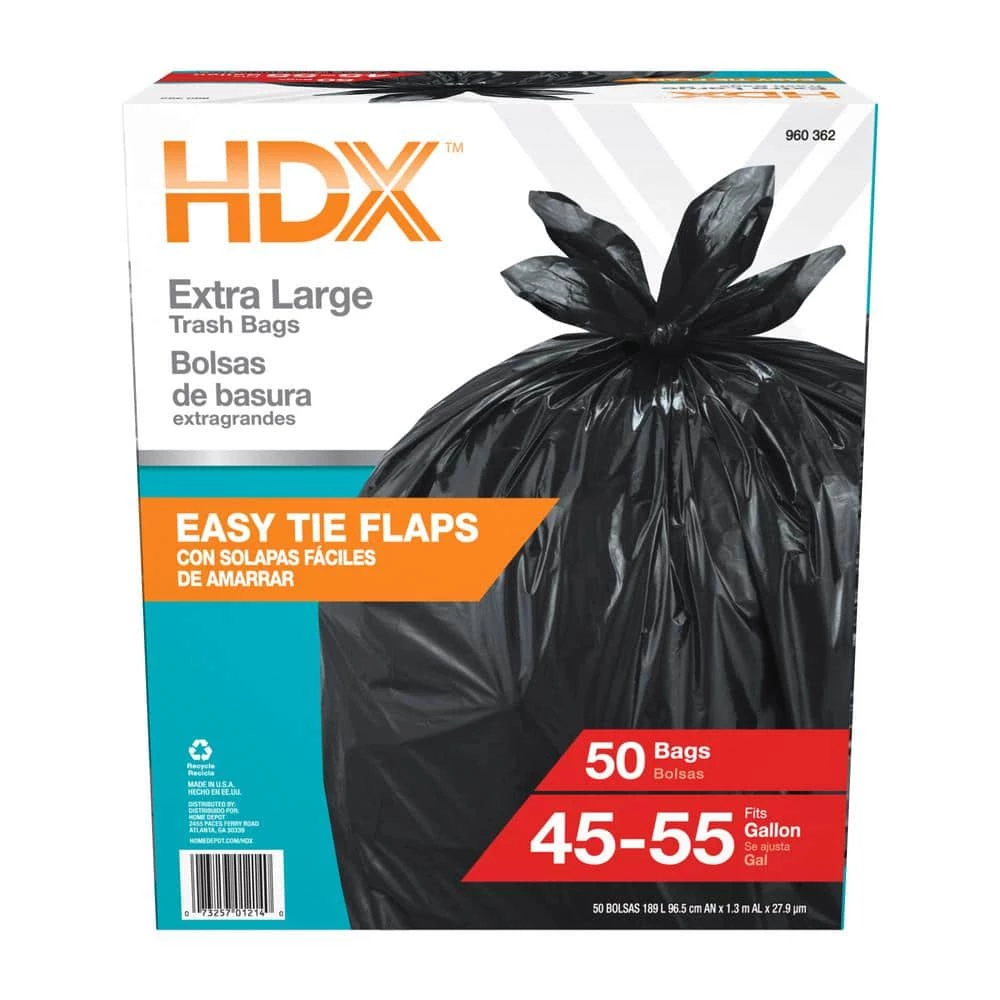 HDX 50 Gal. Wave Cut Extra Large Trash Bags (100-Count) 7 HDX 50 Gal. Wave Cut Extra Large Trash Bags (100-Count) - Image 7