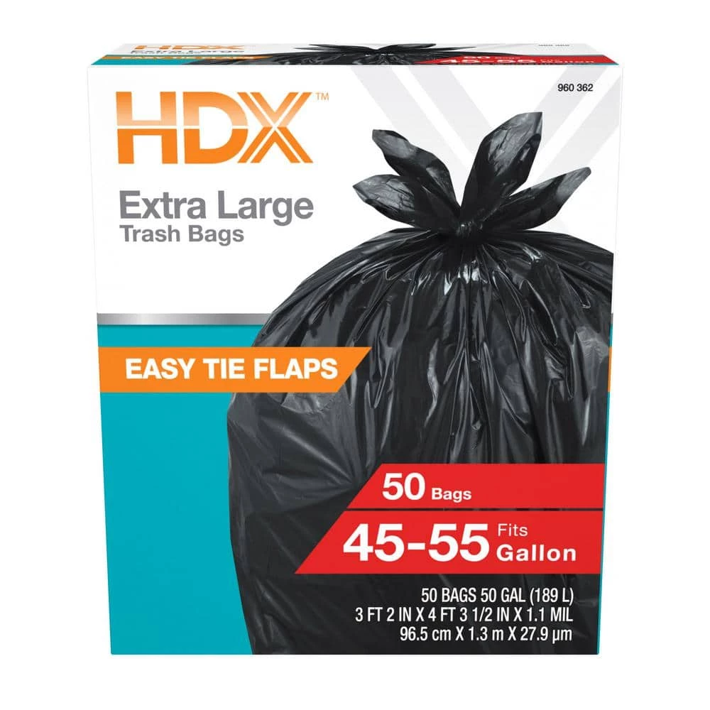 HDX 50 Gal. Wave Cut Extra Large Trash Bags (100-Count) 6 HDX 50 Gal. Wave Cut Extra Large Trash Bags (100-Count) - Image 6