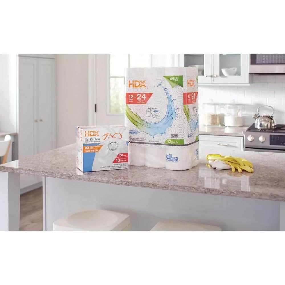 HDX 13 Gal. White Drawstring Kitchen Trash Bags (150 Count), (Pack of 2) 6 HDX 13 Gal. White Drawstring Kitchen Trash Bags (150 Count), (Pack of 2) - Image 6