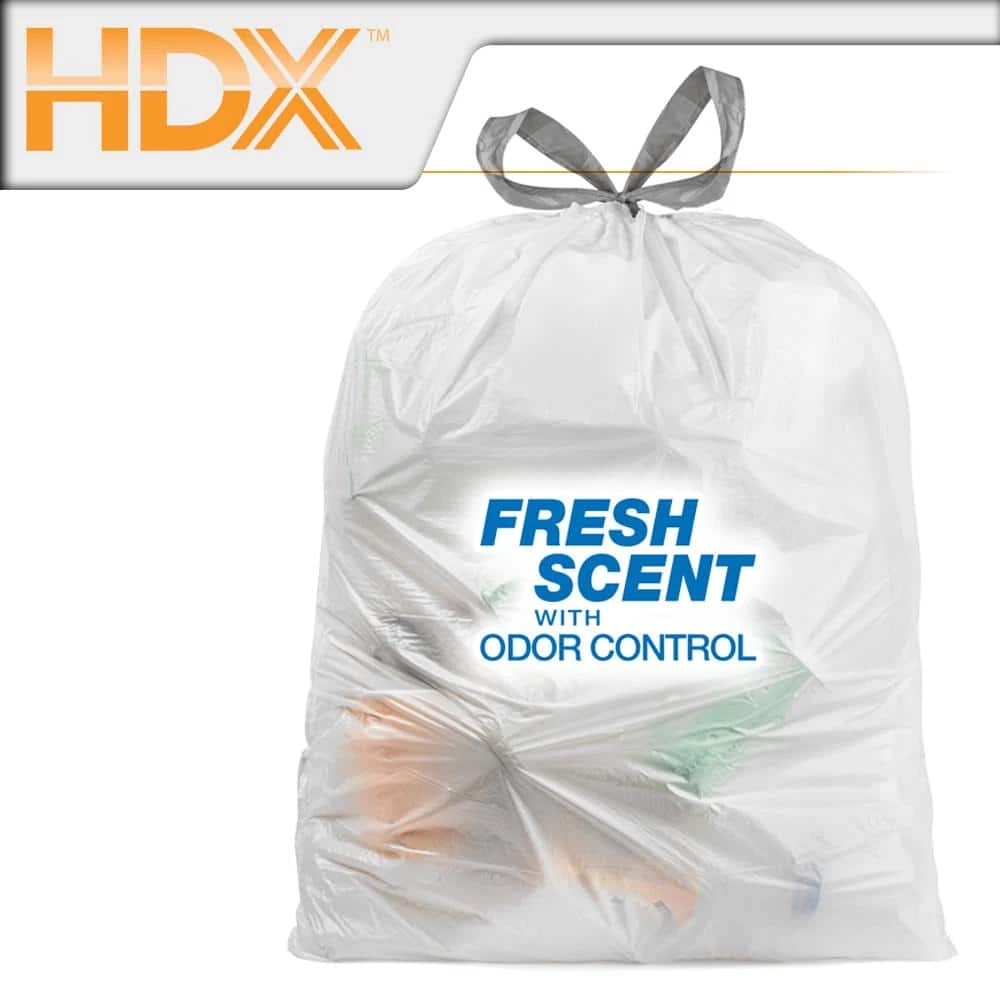 HDX 13 Gallon White Fresh Scent Drawstring Trash Bags (50-Count) 3 HDX 13 Gallon White Fresh Scent Drawstring Trash Bags (50-Count) - Image 3