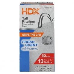 HDX 13 Gallon White Fresh Scent Drawstring Trash Bags (50-Count)
