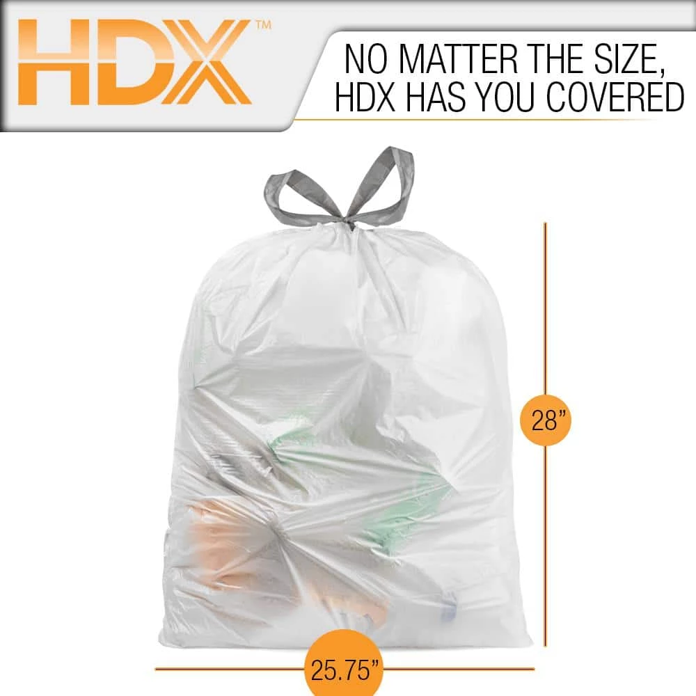 HDX 18 Gal. White Kitchen and Compactor Drawstring Bags (60-Count) 4 HDX 18 Gal. White Kitchen and Compactor Drawstring Bags (60-Count) - Image 4