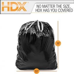 HDX 33-39 Gal. Black Heavy Duty Drawstring Trash Bags (50-Count) - For Outdoor and Yard Waste 6 HDX 33-39 Gal. Black Heavy Duty Drawstring Trash Bags (50-Count) - For Outdoor and Yard Waste -HDX Sales hdx garbage bags hdx3339 4f 1000