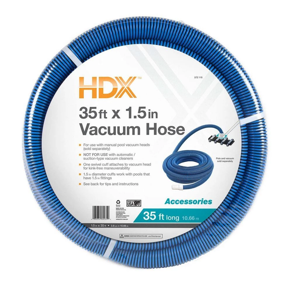 HDX Spiral-Wound 35 ft. x 1 1/2 in. Diameter Swimming Pool Vacuum Hose for In-Ground and Above-Ground Pools 4 HDX Spiral-Wound 35 ft. x 1 1/2 in. Diameter Swimming Pool Vacuum Hose for In-Ground and Above-Ground Pools - Image 4