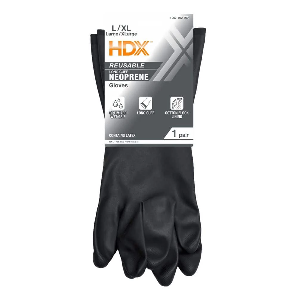 HDX Black Long Cuff 20 mil Reusable Neoprene - Large/X-Large 2 HDX Black Long Cuff 20 mil Reusable Neoprene - Large/X-Large - Image 2