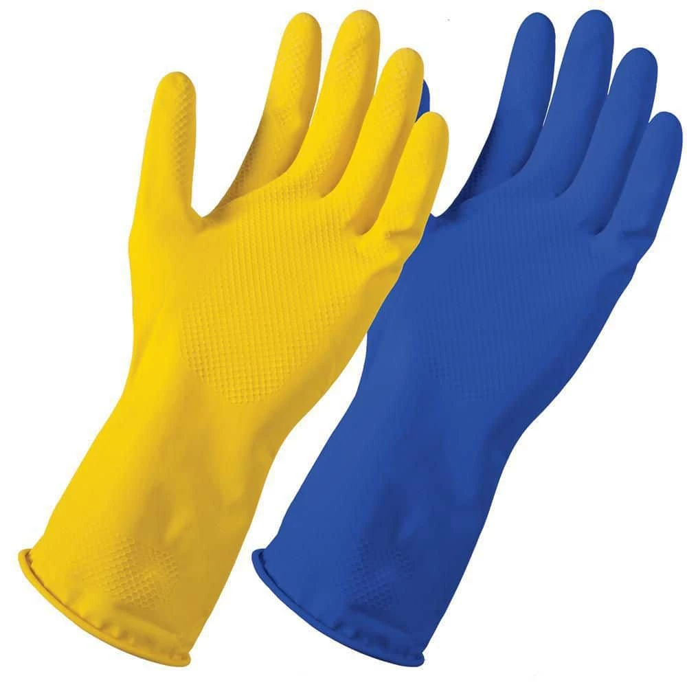 HDX Kitchen and Bath, Yellow and Blue 11 mil Reusable Latex - S/M (2-Pair) 1 HDX Kitchen and Bath, Yellow and Blue 11 mil Reusable Latex - S/M (2-Pair)