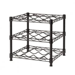 HDX 12 Bottle 3-Shelf Countertop Wire Wine Rack in Black