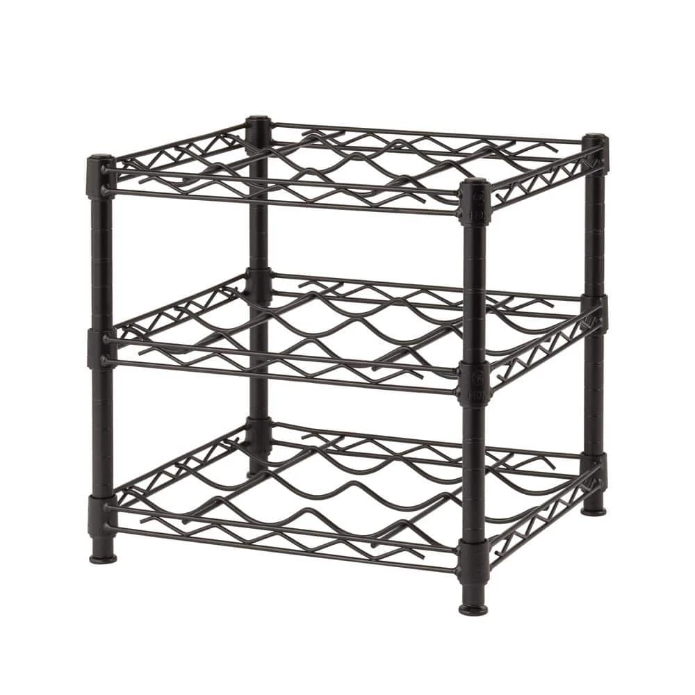 HDX 12 Bottle 3-Shelf Countertop Wire Wine Rack in Black 1 HDX 12 Bottle 3-Shelf Countertop Wire Wine Rack in Black