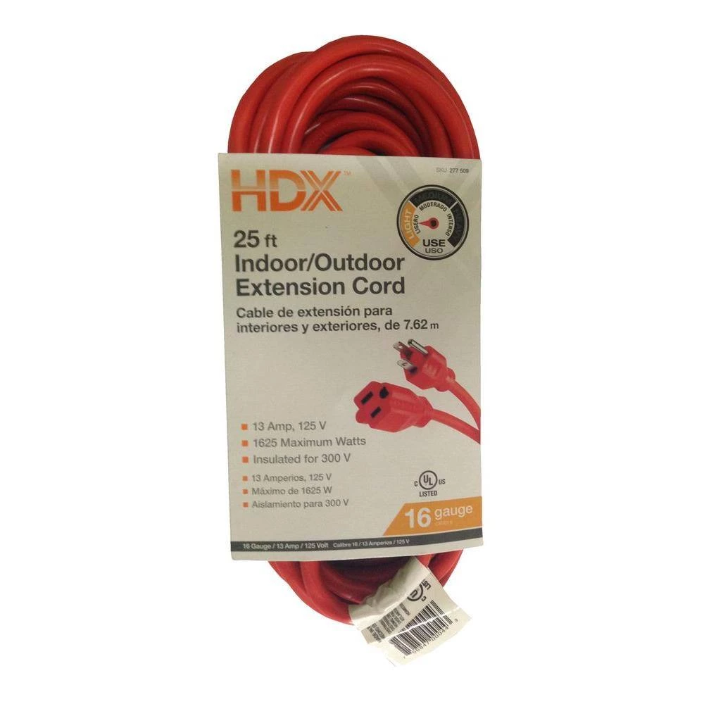 HDX 25 ft. 16/3 Light-Duty Indoor/Outdoor Extension Cord and 6-Outlet Power Strip Surge Protector with 3 ft. Cord 2 HDX 25 ft. 16/3 Light-Duty Indoor/Outdoor Extension Cord and 6-Outlet Power Strip Surge Protector with 3 ft. Cord - Image 2