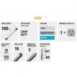 HDX 100 ft. 16/3 Indoor/Outdoor Extension Cord, Orange -HDX Sales orange hdx general purpose cords hd 277 525 4f 1000