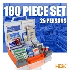 HDX 180-Piece, 25-Person Plastic OSHA First Aid Kit -HDX Sales reds pinks hdx first aid kits 59619 fa 1000